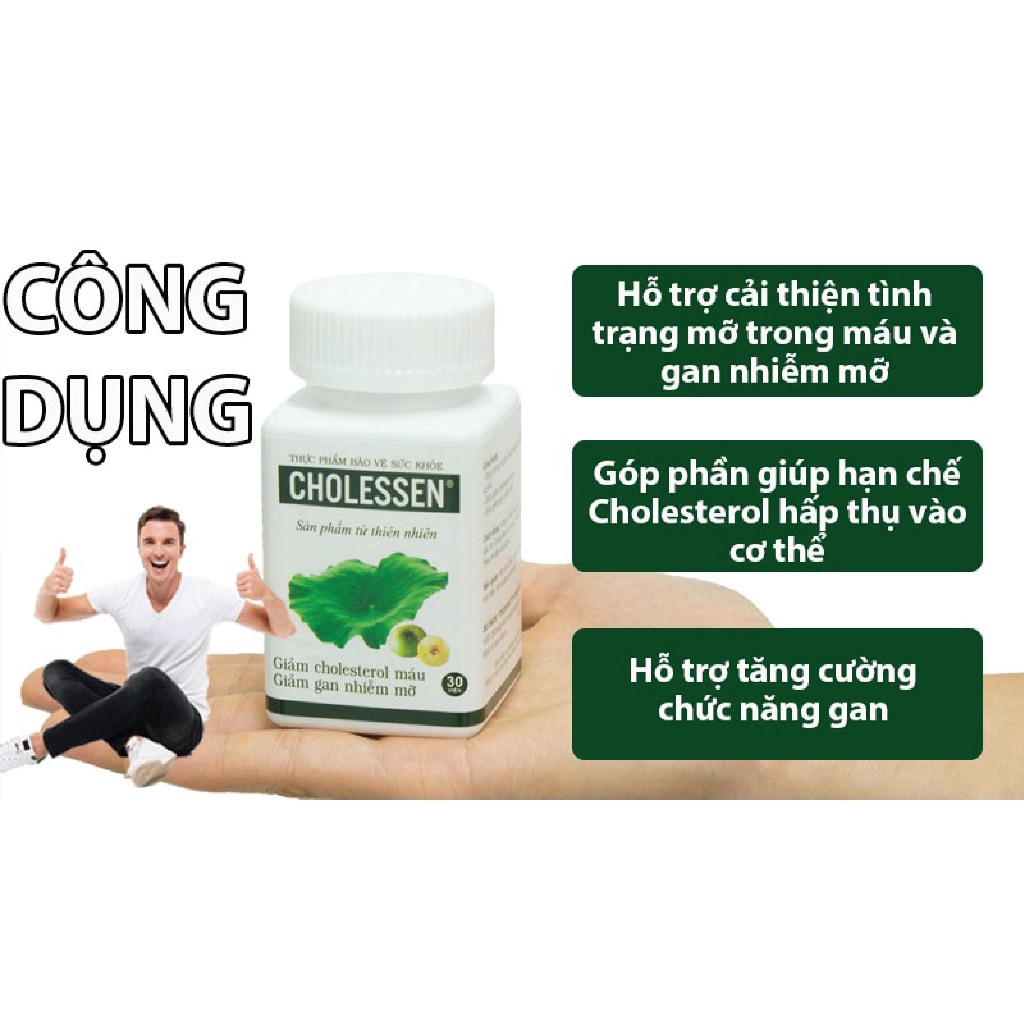 Viên uống Cholessen giảm cholesterol máu, hạ mỡ máu, giảm gan nhiễm mỡ