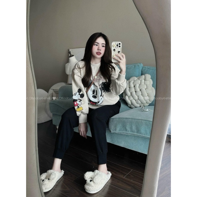 🌸Bộ Nỉ in hình Mickey quần đen🌸