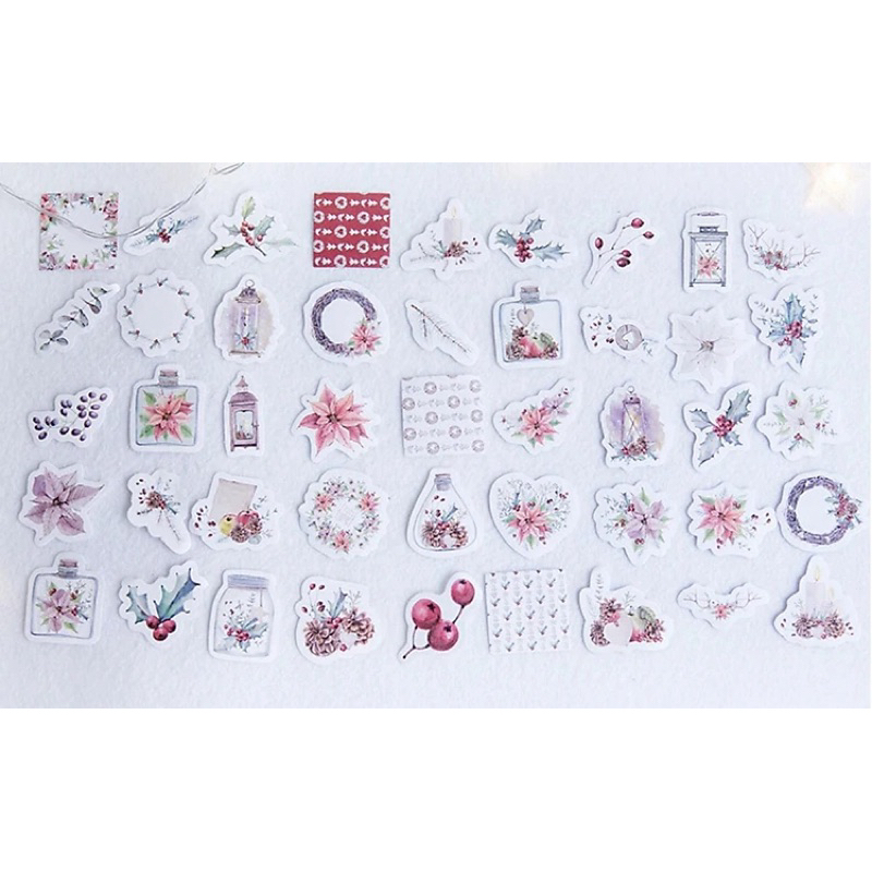 Hộp 45 Miếng Dán Sticker Trang Trí The Flowers Of Christmas