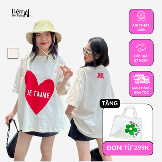 Áo Thun Nữ Vải Cotton Cổ Tròn Năng Động TIỆM ĐỒ THÁNG 4 HEART T-SHIRT