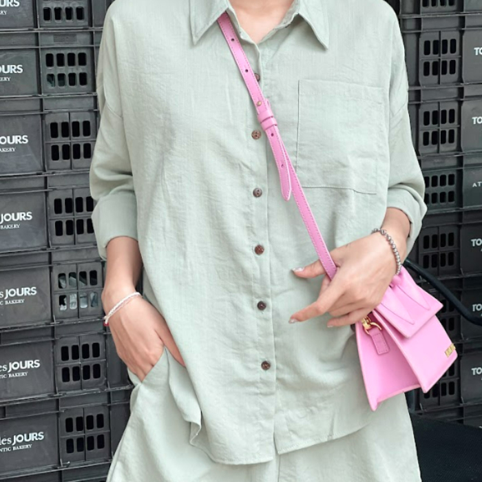 Set Áo Sơ Mi Form Rộng - Chân Váy Chất Đũi Thun Mát Có Lớp Lót, Hợp Mang Hè Đi Chơi Đi Biển HAVA SET