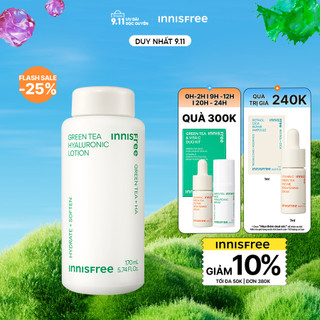  Sữa dưỡng ẩm từ trà xanh đảo Jeju Innisfree Green Tea hyaluronic lotion 170ml (NEW 2023)