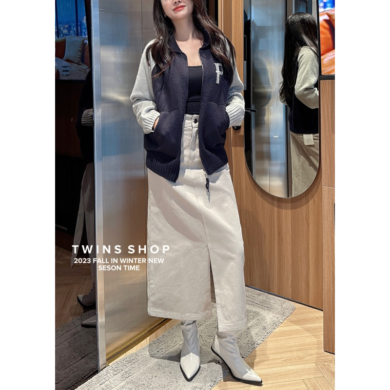Chân váy jean xẻ trước N88111