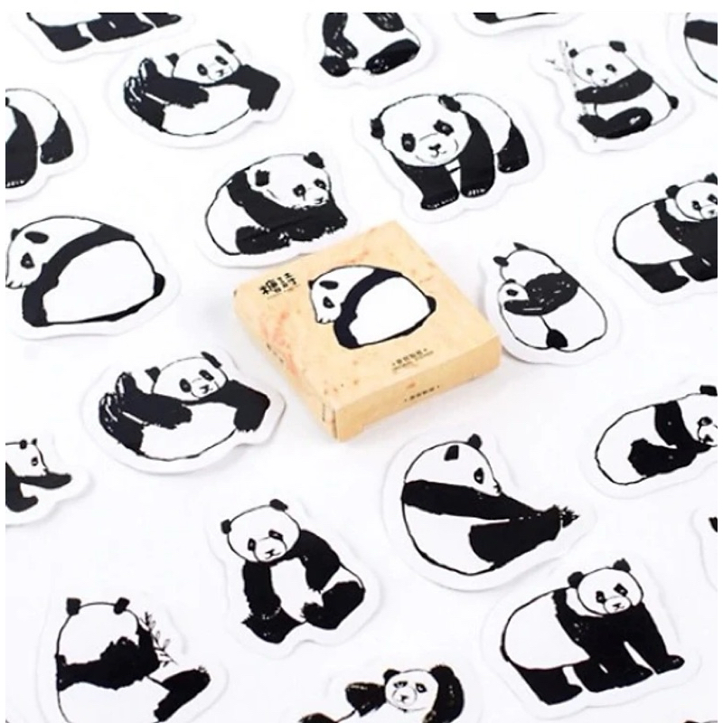 Hộp 45 Miếng Dán Sticker Trang Trí Gấu Trúc