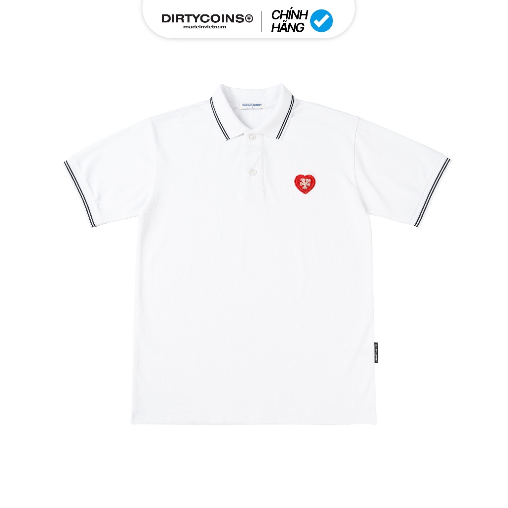 Áo Thun DirtyCoins Heart Patch Regular Polo - White