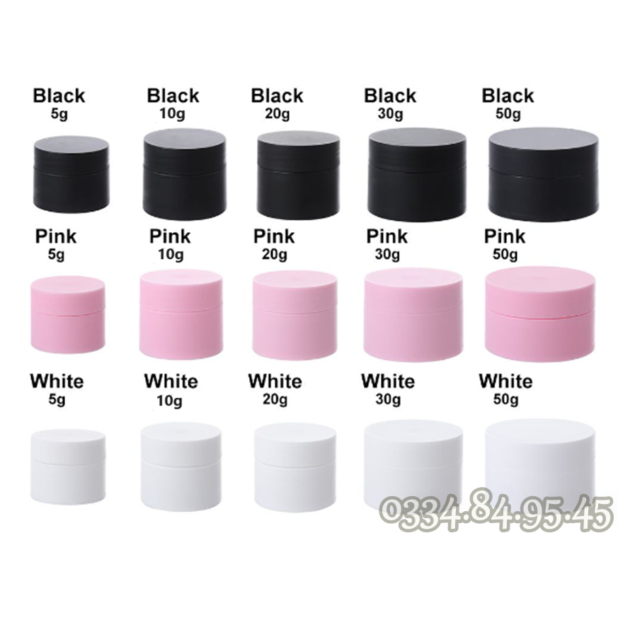 Hũ đựng kem face TRƠN chất liệu PP, chiết mỹ phẩm 5g 10g  20g 30g 50g - Hủ lọ nhựa hồng / trắng / đen có nắp lót du lịch
