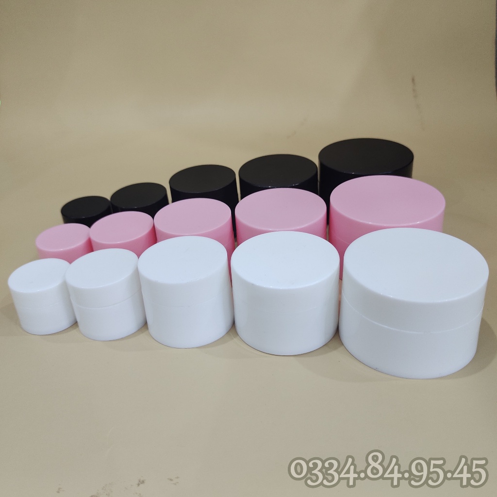Hũ đựng kem face TRƠN chất liệu PP, chiết mỹ phẩm 5g 10g  20g 30g 50g - Hủ lọ nhựa hồng / trắng / đen có nắp lót du lịch