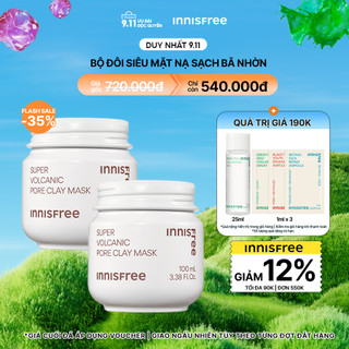 Bộ 2 Siêu mặt nạ chăm sóc lỗ chân lông Innisfree Super Volcanic Pore Clay Mask 100ml (New 2023)