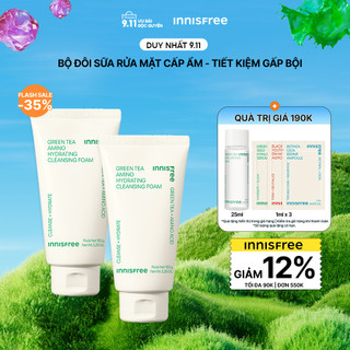 Bộ 2 Sữa rửa mặt làm sạch và cấp ẩm từ trà xanh Innisfree Green Tea Hydramino Cleansing Foam 150g 
