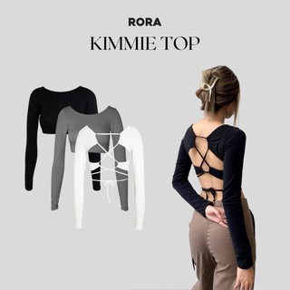 Áo thun gân dài tay đan lưng kimmie top - rora