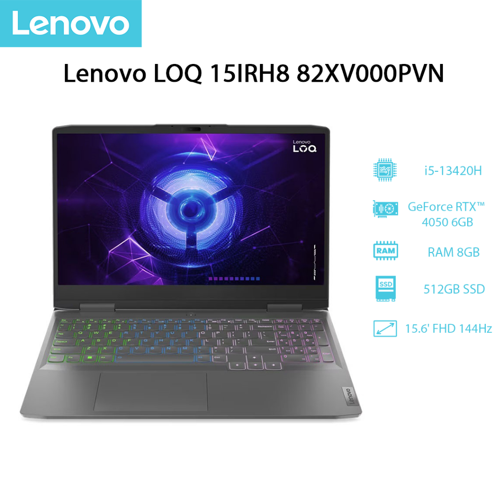 Laptop Lenovo LOQ 15IRH8 82XV000PVN i5-13420H | 8GB | 512GB | RTX™ 4050 6GB