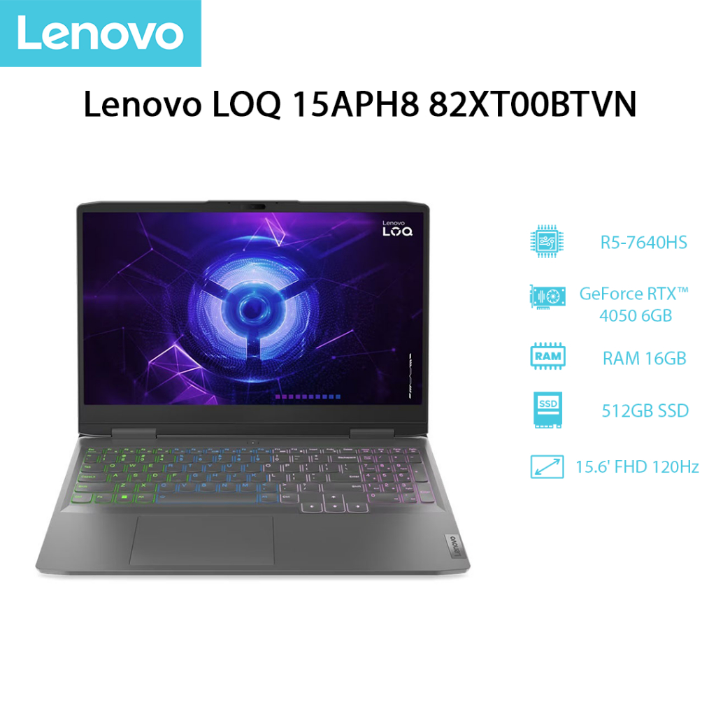 Laptop Gaming Lenovo LOQ 15APH8 82XT00BTVN R5-7640HS | 16GB | 512GB | RTX™ 4050 6GB