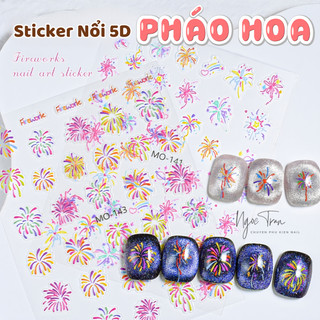 Sticker lụa nổi 5d | pháo hoa tết 2024 | hình dán móng tay