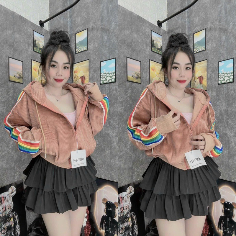 Áo Khoác Nhung Tay Sọc 7s freesize