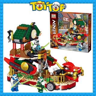 Đồ chơi lắp ráp ninjago siêu xe ô tô đầu rồng chiến hạm tòa thành di động của ninja chiến đấu xếp hình PRCK 61057