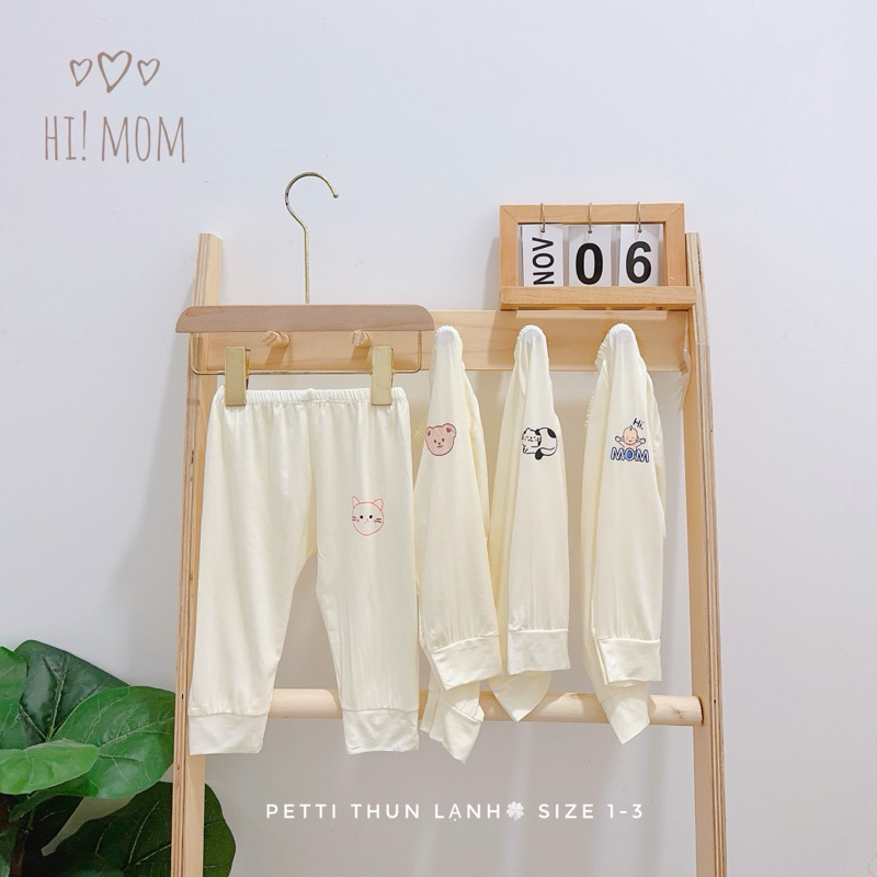 Combo  5 Quần Dài Thun Lạnh Đáp Đũng Phong Cách Hàn Nền Trắng Kem Himom Kids Cho Bé