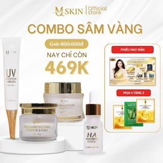 Combo kem face, cao nám, serum, kem chống nắng sâm vàng mq skin dưỡng da trắng sáng mờ nám tàn nhang tặng mặt nạ