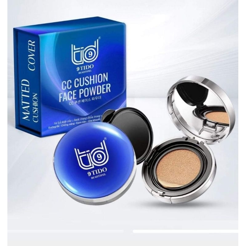 PHẤN NƯỚC TRANG ĐIỂM TƯƠI CC CUSHION FACE POWDER 15G 9TIDO dưỡng da - Chống nắng - Kem nền - Che khu