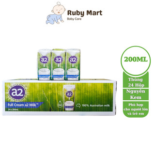 Thùng 24 sữa tươi A2 Úc tiệt trùng dạng pha sẵn nguyên kem hộp 200ml
