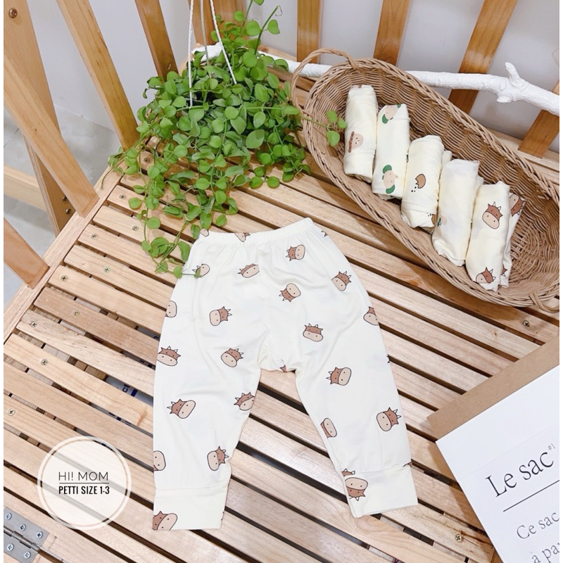 Sét 5 Quần Dài Hoạ Tiết Milk Chất Thun Lạnh Đáp Đũng Mềm Mát Cho Bé