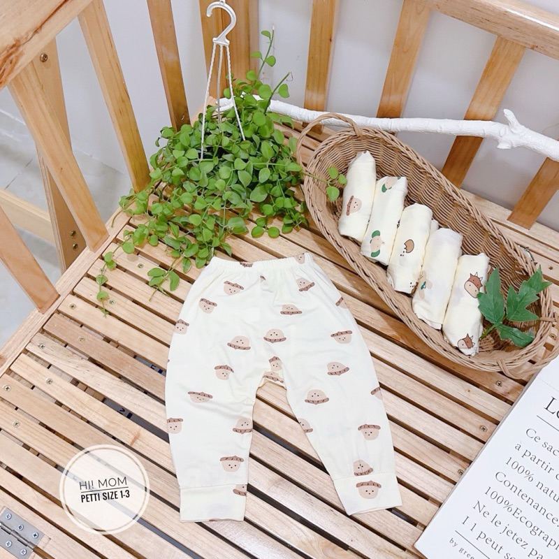 Sét 5 Quần Dài Hoạ Tiết Milk Chất Thun Lạnh Đáp Đũng Mềm Mát Cho Bé