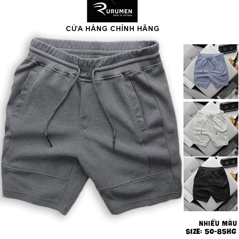  Quần Nam Short Thun RURUMEN Quần Thun Nam Ngắn Cao Cấp Màu Đen Xám Chuột Xám Nhạt Xanh 