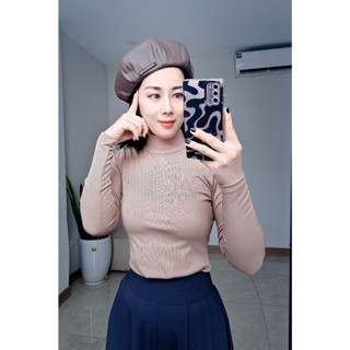 Áo giữ nhiệt thun tăm Vicci dài tay cổ cao 5p co giãn 4 chiều mặc thu đông sang chảnh màu Nâu tây