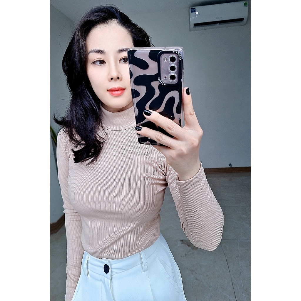 Áo giữ nhiệt thun tăm Vicci dài tay cổ cao 5Pco giãn 4 chiều mặc thu đông màu da