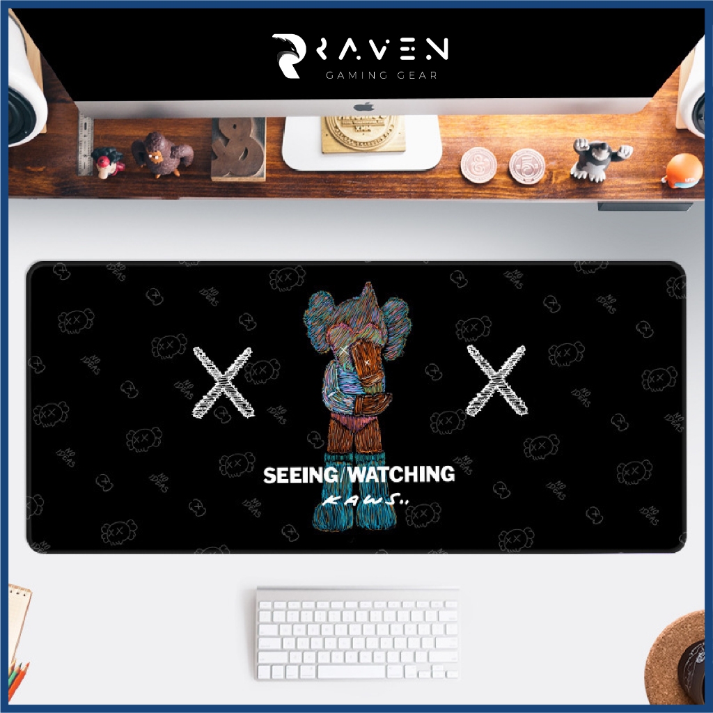 Lót chuột KAWS gaming cỡ lớn 80x30cm, Pad Chuột chuyên game Chống nước Dày dặn Bền đẹp, Bàn Di Chuột Kaws