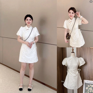 Đầm gấm hồng cổ tàu