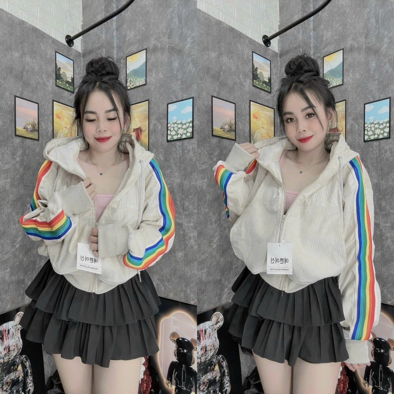 Áo Khoác Nhung Tay Sọc 7s freesize