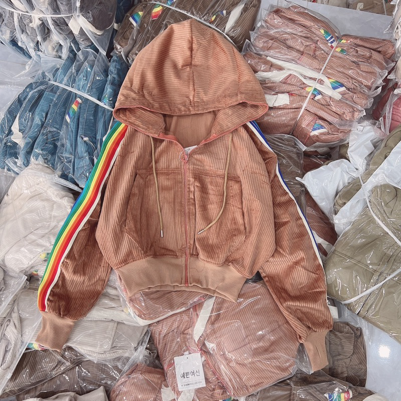 Áo Khoác Nhung Tay Sọc 7s freesize