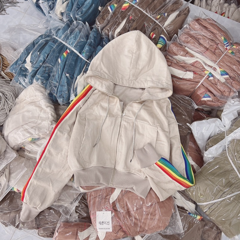 Áo Khoác Nhung Tay Sọc 7s freesize