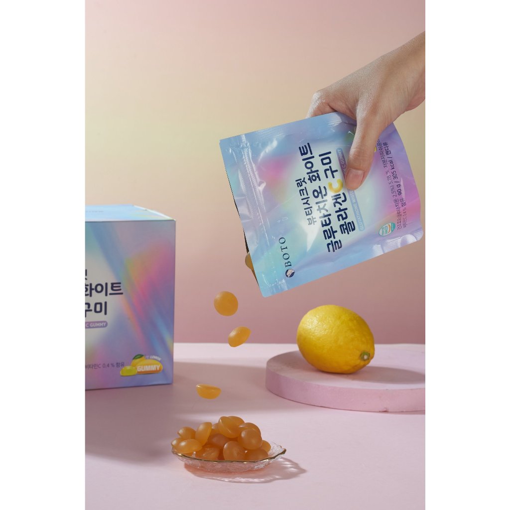 Kẹo Dẻo Collagen Vị Chanh sáng da , Glutathione Boto Beauty Secret Glutathione White Collagen C Gummy 30v