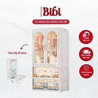 Tủ Nhựa Để Quần Áo Cho Bé Idobi ID04, Tủ Để Đồ Đa Năng Gấp Gọn Có Bánh Xe