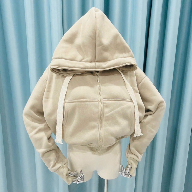 Áo Khoác Nỉ Dệt XK khóa kéo cao freesize