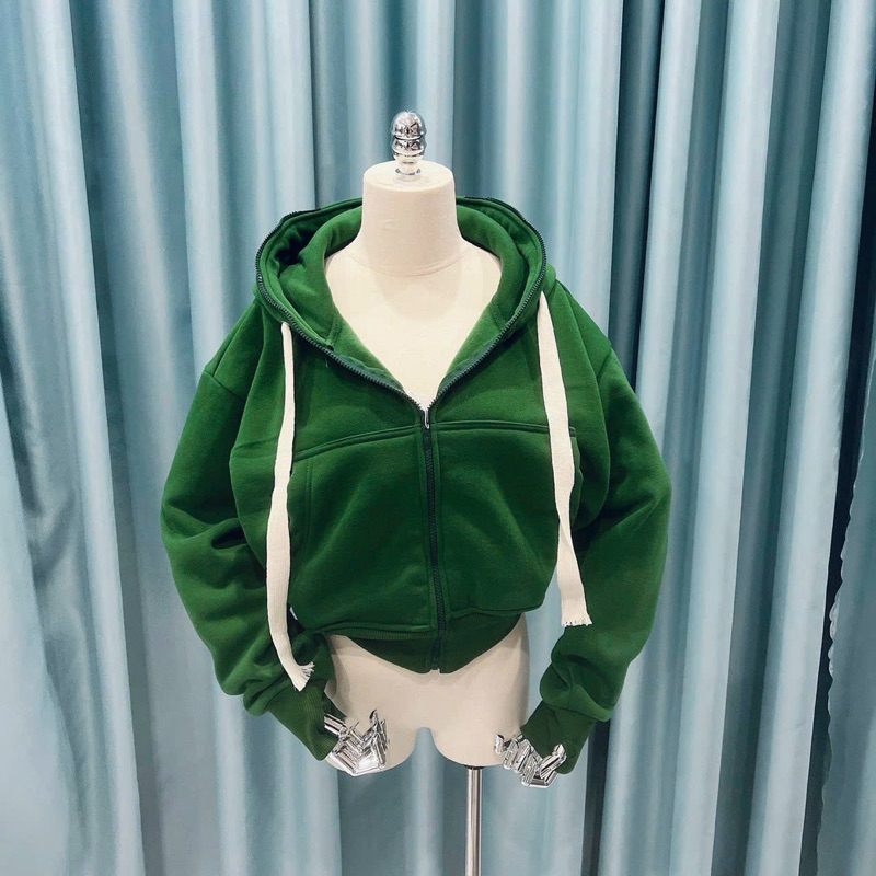 Áo Khoác Nỉ Dệt XK khóa kéo cao freesize