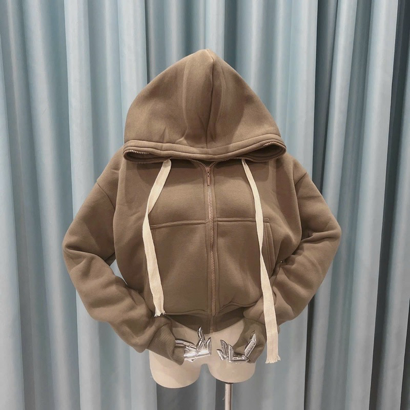 Áo Khoác Nỉ Dệt XK khóa kéo cao freesize