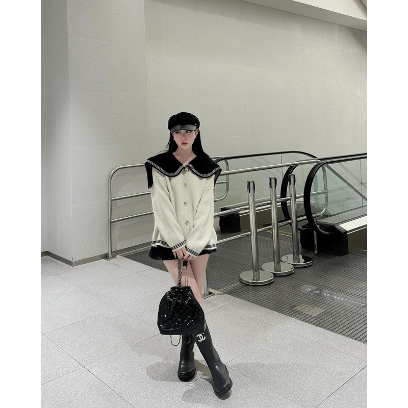 Áo Len Cardigan Cổ Bèo Tiểu Thư Chất Len Dệt Kim Dày Dặn - OSAA DAILY