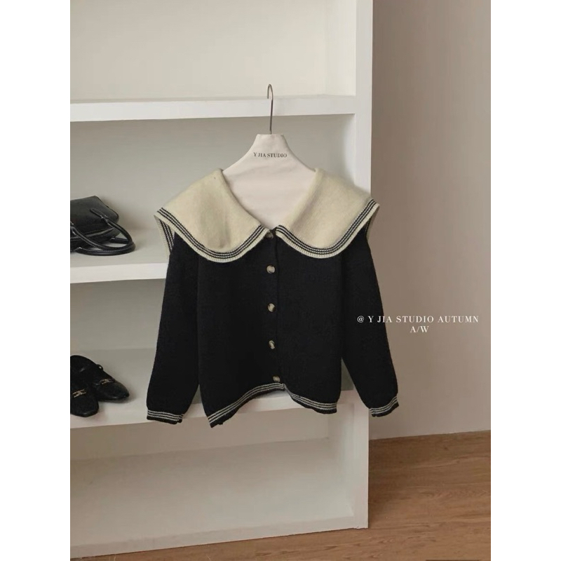 Áo Len Cardigan Cổ Bèo Tiểu Thư Chất Len Dệt Kim Dày Dặn - OSAA DAILY
