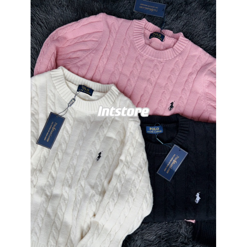 Áo dệt kim dài tay RL Polo logo con ngựa thêu cho mùa thu-đông dịp noel năm nay cực dễ thương