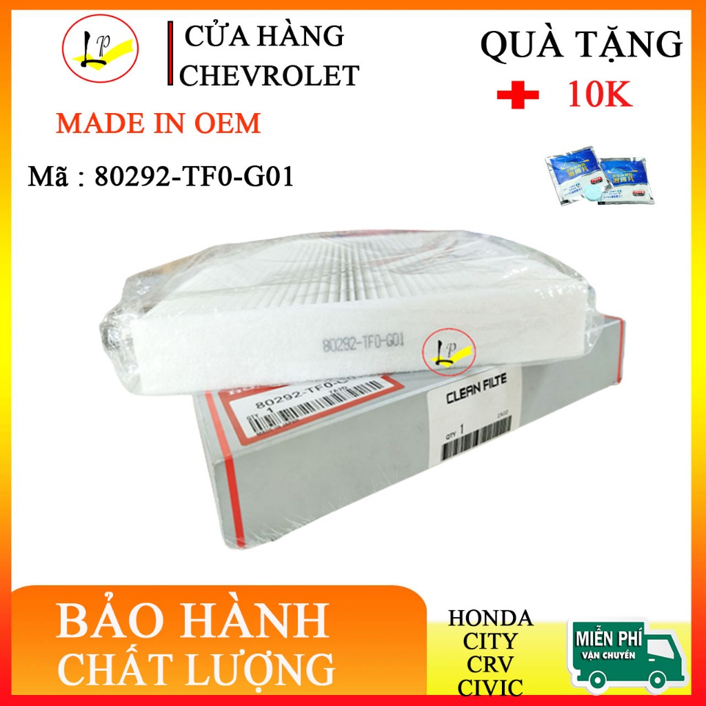 Lọc gió điều hòa xe Honda City, Civic,CRV,Brio,Jazz mã 80292-TF0-G01- Quà tặng 10k|phutungchevroletl
