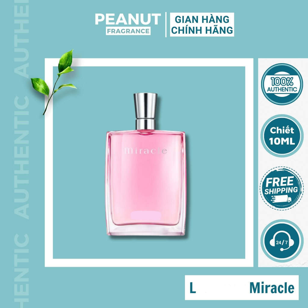 (Mẫu thử) Nước hoa nữ Lc Miracle EDP chai 10ml bỏ túi dạng xịt Peanut Fragrance