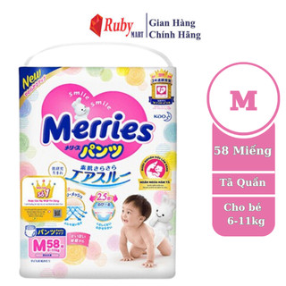 Tã quần Merries M58 / L44 / XL38 / XXL26 Siêu thấm