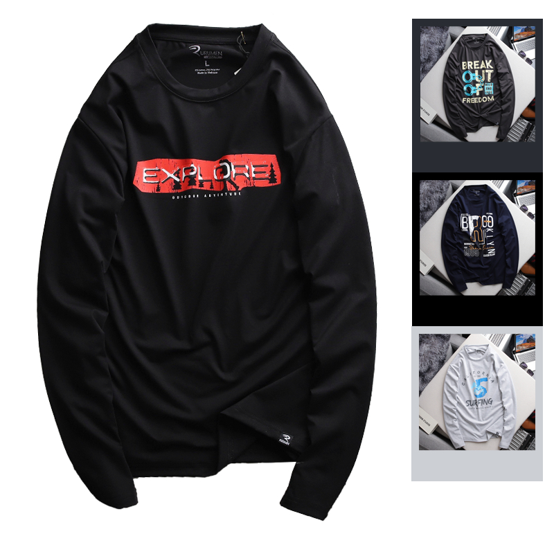 Áo Thun Nam Dài Tay Cổ Tròn Vải Cotton In Chữ Explore Đẹp, Có Big Size AO.136