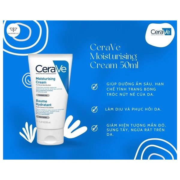 Kem dưỡng CeraVe cho da khô đến da rất khô 50ml Moisturising Cream