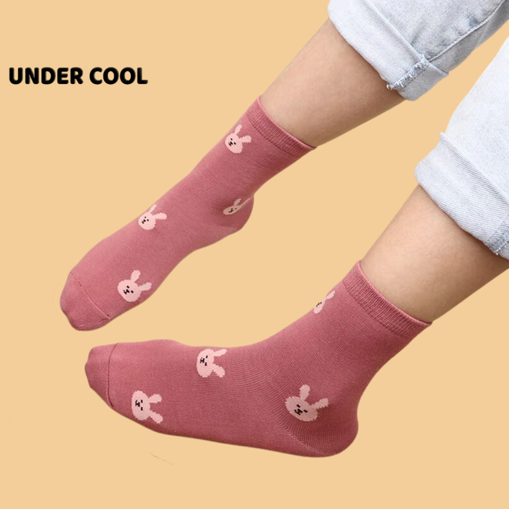 Set 5 Đôi Tất Trẻ Em Thỏ UNDERCOOL Tone Hồng Cho Bé Gái