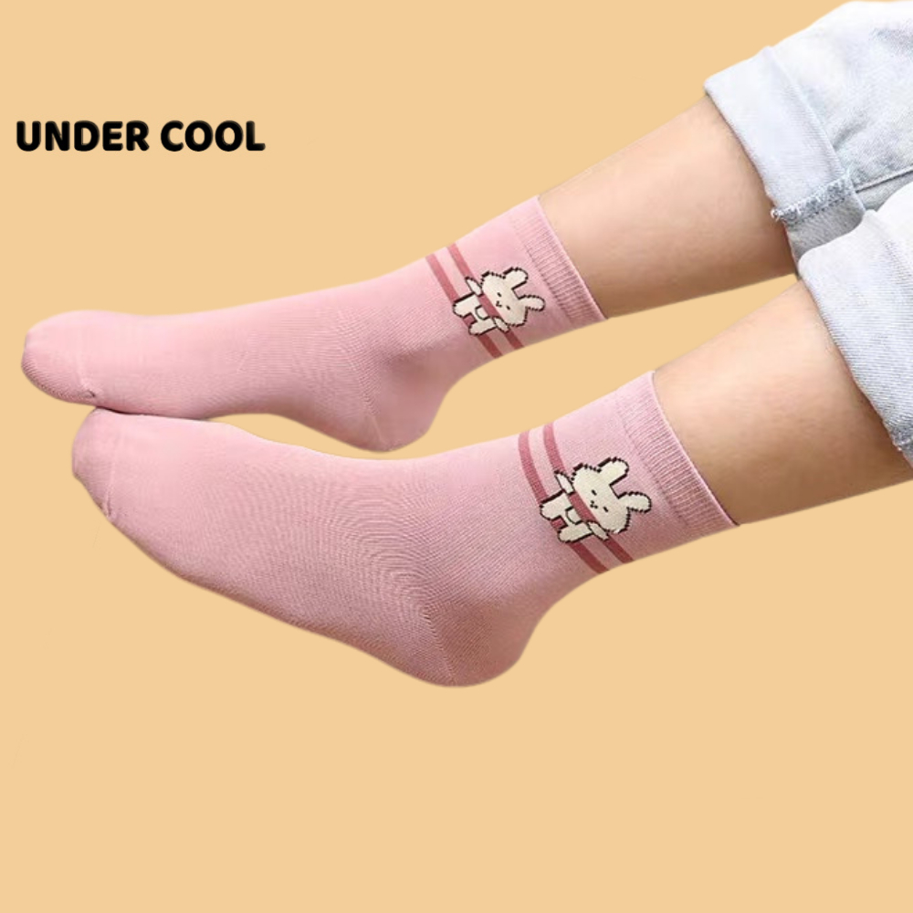 Set 5 Đôi Tất Trẻ Em Thỏ UNDERCOOL Tone Hồng Cho Bé Gái