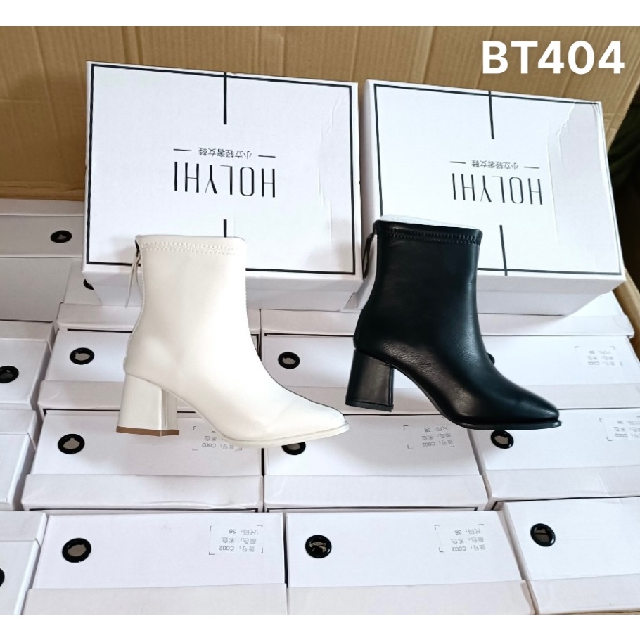 Bốt nữ da lì cao cấp gót 5cm - BT404