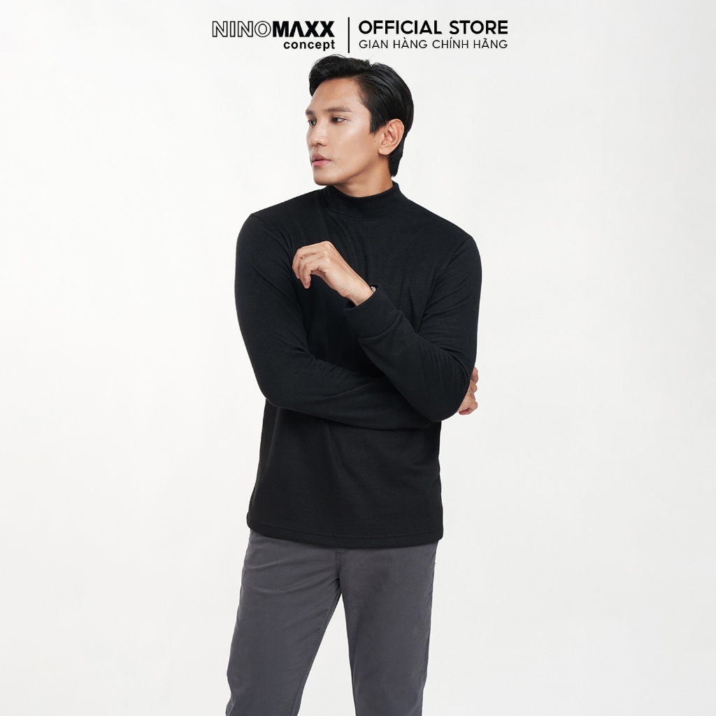 NINOMAXX Áo thun nam tay dài basic cổ cao 2304001